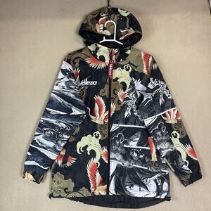 Valeza‎ Rain Jacket Mens S Multicolor Anime Streetwear Japanese Style Full Zip